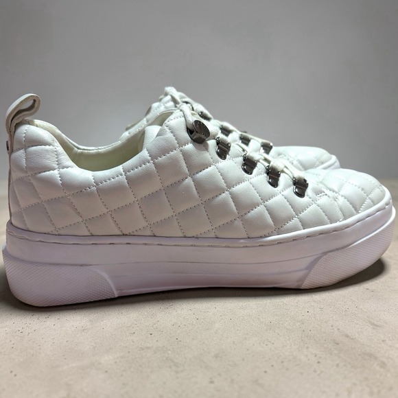 J Slides Aimee 8.5 White Quilted Leather Platform Sneakers Lace Up Shoes - Picture 11 of 11